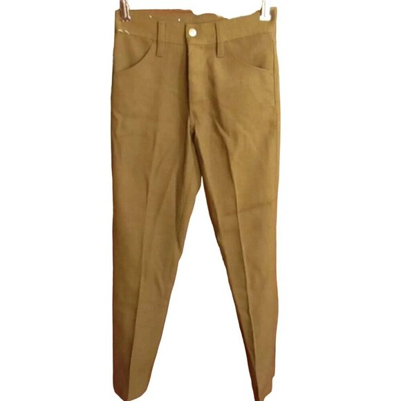Vintage 1970's Boys 12 24x26 Slim Fit Trousers Brown Slinky Rayon Blend Mod USA - Picture 7 of 9